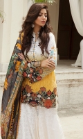 EMBROIDERED LAWN FRONT : 1.25 MTR EMBROIDERED SHIFLEE FRONT SIDE PANEL : 0.6 MTR PRINTED LAWN BACK : 1.25 MTR PRINTED LAWN SLEEVES : 0.65 MTR PRINTED CAMBRIC TROUSER : 2.5 MTR PRINTED CHIFFON DUPATTA : 2.5 MTR ACCESSORIES EMBROIDERED LAWN SHIRT BORDER : 1 MTR EMBROIDERED LAWN SLEEVE BORDER : 1 MTR