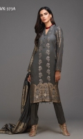 -Un-Stitched 3pc Jacquard Cambric Two Tone Dyed Yard Shirt and Dupatta and Cambric Trouser. -100% Original.