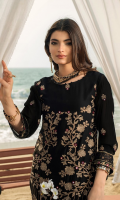 Luxury Embroidered Chiffon Front Embroidered Chiffon Sleeves Dyed Chiffon Back Embroidered Lace Attachment Dyed Raw Silk Inner