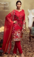 Shirt : Printed Jacquard Cambric Shirt with Embroidered Front.  Dupatta : Printed Chiffon Dupatta Trouser : Dyed Trouser