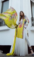 Digital printed shirt on Lawn Fabric with blend chiffon printed dupatta