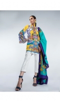 Digital printed shirt on Lawn Fabric with pure lawn printed dupatta.