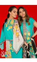 Digital printed shirt on Lawn Fabric with blend chiffon printed dupatta.