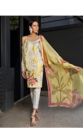 Printed shirt with embriodery panel on Lawn Fabric with blend chiffon printed dupatta, Embriodery bunch on organza.