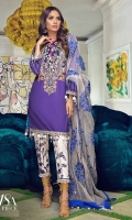 Dyed front on lawn: 1.20m Printed back on lawn: 1.20m Printed sleeves on lawn: 0.65m Embroidery on organza Printed pants: 2.5m Embroidered dupatta on Polynet: 2.5m