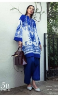 Royal Iznik blues with white paste printed lawn Kameez with classic placements of Mughal ornaments and floral design. Paired with blue pants.  Fabric: Lawn shirt, lawn pants