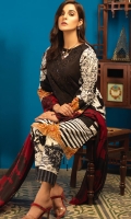 Shirt : Printed Lawn Shirt with Embroidered Front.  Dupatta : Printed Chiffon Dupatta Trouser : Printed Cambric Trouser.