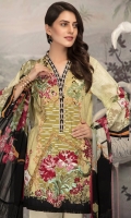 Digital Printed Lawn Shirt With Embroidered Front Daman Patch Digital Printed Sleeves Digital Printed Chiffon Dupatta Dyed Trouser
