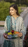 Shirt Printed Textured Lawn Shirt Front & Back 2.3m Printed Textured Lawn Shirt Sleeves 0.7m Color: Off White Fabric: Textured Lawn  Dupatta Printed Fine Voile Dupatta 2.5m Color: Multi Fabric: Fine Voile