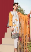 Embroidered + Digital printed lawn for shirt:  Digital printed chiffon for dupatta:  Dyed cotton for trousers: