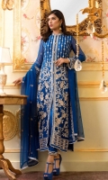 EMBROIDERED CHIFFON FRONT BACK AND SLEEVES AND DUPPATA EMBROIDERED PATCHES GRIP TROUSER AND ACCESSORIES