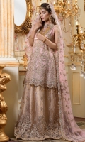 EMBROIDERED CHIFFON FRONT BACK AND SLEEVES EMBROIDERED NET DUPPATA EMBROIDERED NET SHARARA JAMAWAR INNER AND ACCESSORIES