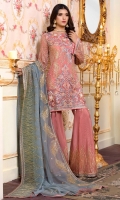 EMBROIDERED CHIFFON FRONT BACK SLEEVES AND DUPPATA EMBROIDERED DAMAN PATCH EMBROIDERED GRIP TROUSER AND ACCESSORIES