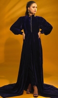 English Blue Color Gown with Velvet Trouser