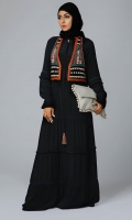 Formal Marina Stitched Abaya Ornate Coaty Black