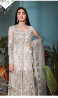 Shirt Fabric: Net Dupatta Fabric: Net *Front Embroidered Neckline - Two Piece *Two Front Body Patches - 0.381 Meters *Embroidered Sleeves - 0.65 Meters  *Embroidered Extra Patch - 0.9144 Meters *Cotton Silk Dyed Slip - 0.9 Meters *Silk Dyed Trousers - 2.50 Meters *Embroidered Heat Set Dupatta - 2.50 Meters