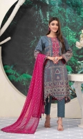 – Stitched Embroidered & Printed Cambric Shirt Designs – Printed Chiffon Dupatta – Stitched Cambric Trousers