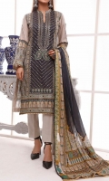 3.0 Meter Digital Printed Lawn Shirt With Neck Embroidered. 2.5 Meter Digital Printed Lawn Dupatta . 2.5 Meter Dyed Trouser.