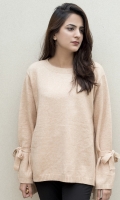 Round neck with bow detailing on sleeves  SIZE