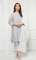 PURE CRINKLE CHIFFON EMBROIDERED SHIRT ORGANZA EMBROIDERED DUPATTA - RAW SILK PANTS LINING & ACESSORIES (INCLUDED)