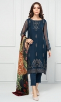 PURE CRINKLE CHIFFON EMBROIDERED SHIRT PRINTED PURE SILK DUPATTA RAW SILK PANTS LINING & ACESSORIES (INCLUDED)