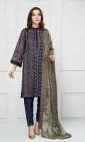 Khadi Net Embroidered Shirt, Crinkle Chiffon Embroidered Dupatta RAW SILK PANTS LINING & ACCESSORIES (INCLUDED)