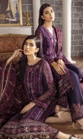 EMBROIDERED CHIFFON CRINKLE FRONT 36 INCHES EMBROIDERED CHIFFON CRINKLE BACK 36 INCHES ORGANZA FRONT & BACK PATCH 72 INCHES EMBROIDERED CHIFFON SLEEVES 20 INCHES FRONT, DUPATTA & SLEEVES PATCH 7.5 YARDS EMBROIDERED ORGANZA DUPATTA 2.65 YARDS EMBROIDERED TROUSER PATCH 1 PC RAWSILK TROUSER 2.5 YARDS