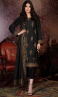 'Zoya'' a stunning black attire, perfect for formal event. Hand crafted with detailed work of kora, dabka, zaari and aari composed on the front, neckline, sleeves border, damaan with maroon finishing to give it a perfect look. It is paired up with pure silk dupatta with screen printed borders on four sides enriched with maroon tussels. It makes a perfect fancy outfit for pre wedding events.