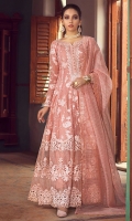 For on trend occasions, wear our blushing beauty with intricate embroideries all over in soft hues. This versatile ensemble is going to be the perfect choice for day to night events. Finish the look with straight pants and organza dupatta accentuated with embroidered border all around.