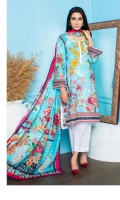 Embroidered Digital Printed Lawn Front Digital Printed Lawn back Digital Printed Lawn sleeve Digital Printed Lawn Dupatta Dyed Lawn Trouser