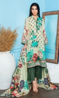 Embroidered Digital Printed Lawn Front Digital Printed Lawn back Digital Printed Lawn sleeve Digital Printed Lawn Dupatta Dyed Lawn Trouser