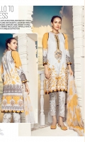 Digital Printed Embroidered Front – 1.25 M Digital Printed Back – 1.25 M Digital Printed Sleeves – 0.66 M Digital Printed Chiffon Dupatta – 2.5 M Dyed Cambric Trouser – 2.5 M Front Neck – 1 PC Sleeves Border – 1 M Trouser Border – 1.10 M
