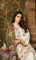 Unstitched Three Piece, Shirt Fabric:Embroidered Lawn  Includes:  Full Embroidered Lawn Front Embroidered Lawn Back Embroidered Lawn Sleeves Digital Printed Chiffon Dupatta Dyed Cotton Trouser