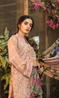 Unstitched Three Piece, Shirt Fabric:Embroidered Lawn  Includes:  Full Embroidered Lawn Front Embroidered Lawn Back Embroidered Lawn Sleeves Digital Printed Chiffon Dupatta Dyed Cotton Trouser