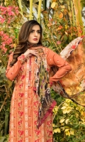 Unstitched Three Piece, Shirt Fabric:Embroidered Lawn  Includes:  Full Embroidered Lawn Front Embroidered Lawn Back Embroidered Lawn Sleeves Digital Printed Chiffon Dupatta Dyed Cotton Trouser