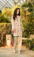 Unstitched Three Piece, Shirt Fabric:Embroidered Lawn  Includes:  Full Embroidered Lawn Front Embroidered Lawn Back Embroidered Lawn Sleeves Digital Printed Chiffon Dupatta Dyed Cotton Trouser