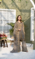 EMBROIDERED WEIGHTLESS CHIFFON FRONT.  1 YDS  EMBROIDERED WEIGHTLESS CHIFFON BACK.      1 YDS  EMBROIDERED WEIGHTLESS CHIFFON SLEEVES.    0.67 YDS  EMBROIDERED SLEEVES LACE.    1 YDS  EMBROIDERED WEIGHTLESS CHIFFON DUPATTA.    2.50 YDS  EMBROIDERED GRIP SILK TROUSER.      2.50 YDS