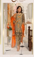 Embroidered Chiffon Front With Handmade Work  Embroidered Chiffon Back  Embroidered Tissue Sleeves Cut Work  Embroidered Ghera Lace  Embroidered Sleeves Lace  Embroidered Chiffon Dupatta  Embroidered Grip Silk Trouser