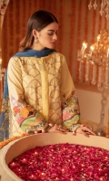 Dyed Embroidered with Applique Lawn Shirt Front 1.20 yards Digital Printed Lawn Shirt Back & Sleeve 1.90 yards Digital Printed Bamber Chiffon Dupatta 2.75 yards Dyed Cambric Trouser 2.65 yards Embroidered Border on Tissue – 30” 01 piece Embroidered Neck Lace on Tissue – 40” 01 piece