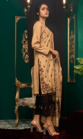 Dupatta: Khaddar Karandi With Mirror Work Finished Shirt: Khaddar Karandi Embroidered Thread Work Trouser: Dyed Marina